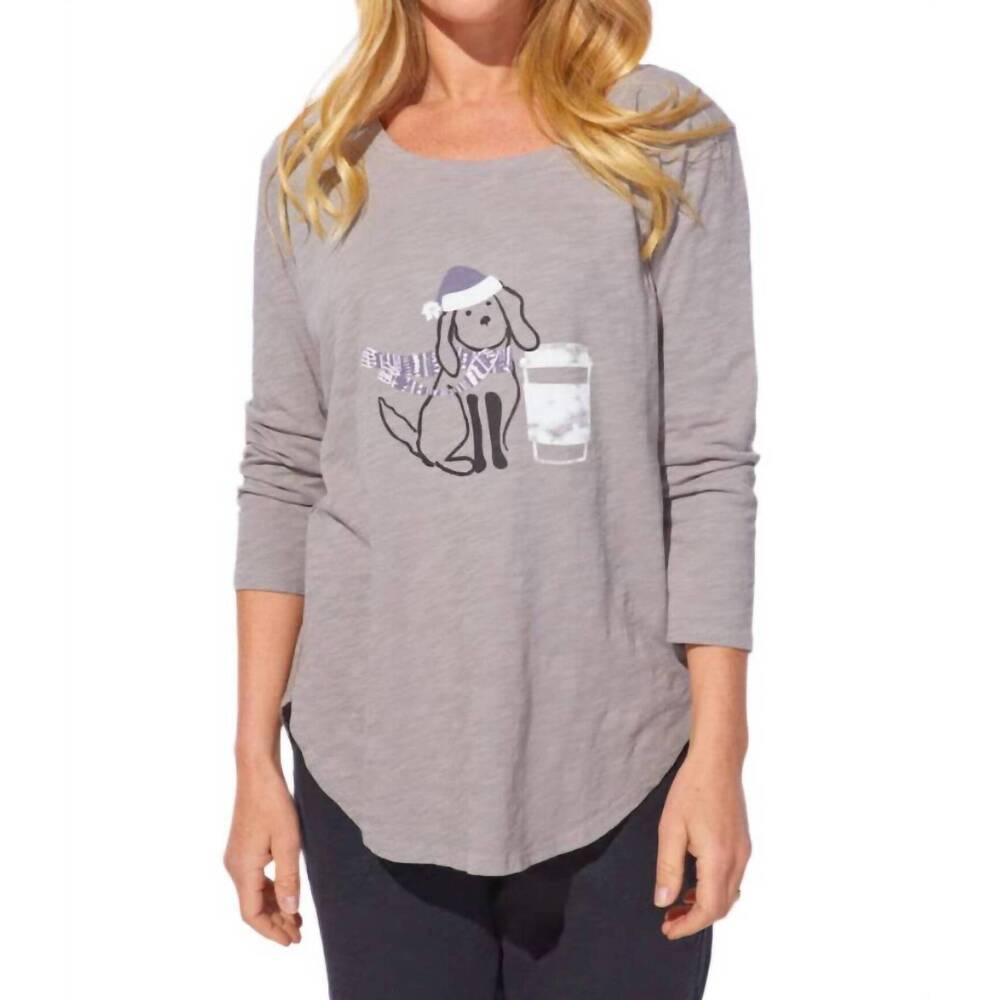 NEW ESCAPE latte puppy boxy tee in fog